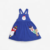 Dress Blue Pinafore with Applique Santa Penguin an