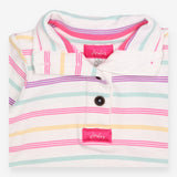 Jersey Sweater White Multi Coloured Strips and But