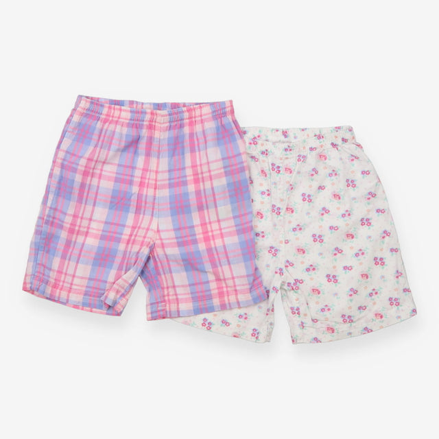 Pink Checked and floral pyjama shorts 2pack