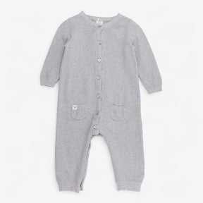 Grey Knitted Romper Elephant pocket