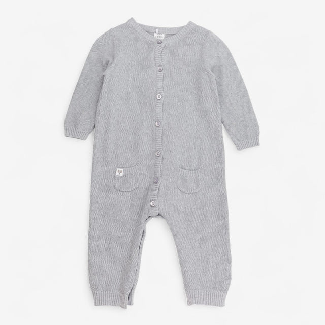 Grey Knitted Romper Elephant pocket