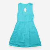 Turquoise Sleeveless V-Neck Fit and Flare Dress wi