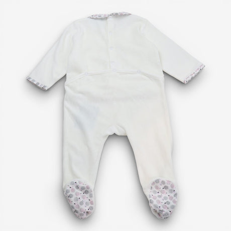 Sleepsuit White Velour Welcome My Baby