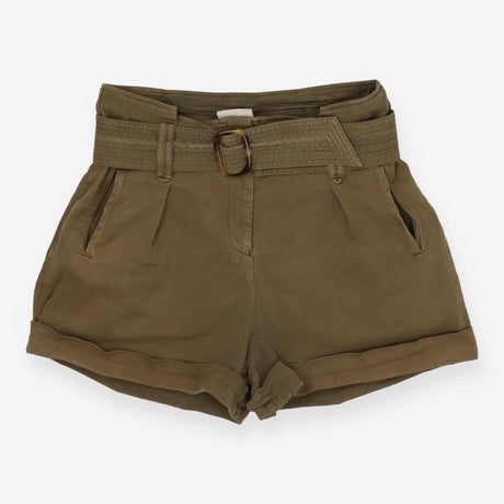 Khaki Green Shorts with Tortoiseshell Belt Loops