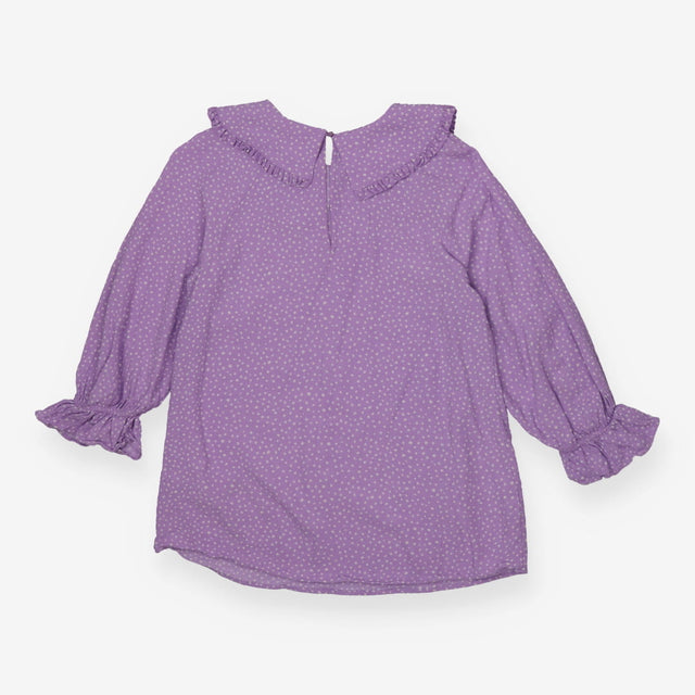 Blouse purple collared polka dot
