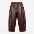 Trousers Burgundy Faux Leather High Waisted Barrel