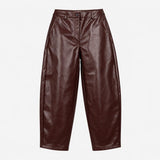 Trousers Burgundy Faux Leather High Waisted Barrel