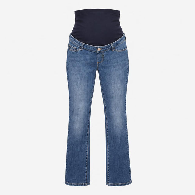Mid Blue Wash Over Bump Stretch Denim Slim Leg Mat