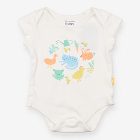 Bodysuit white animals in the garden