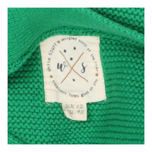 Green Cotton Blend Boat Neck Knitted Sweater