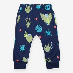 Harem Joggers Blue Jungle Print