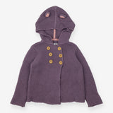 Purple hooded knit cardigan with ears