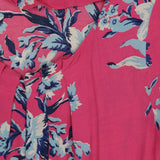 Pink Floral Short Sleeve Gathered Neck Dress