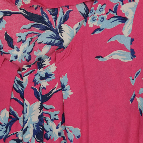 Pink Floral Short Sleeve Gathered Neck Dress