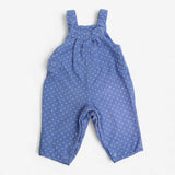 Dungarees blue cord white spots