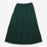 Dark Teal Green Pleated Midi Skirt With Elasticate