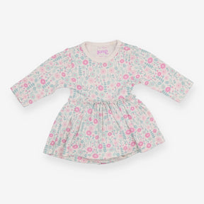 Dress Long Sleeve White Floral with Built in Bodys