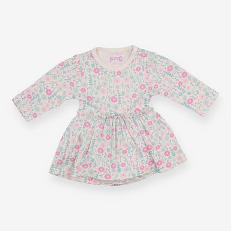 Dress Long Sleeve White Floral with Built in Bodys