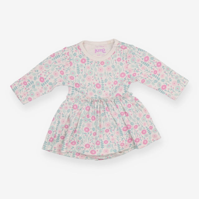Dress Long Sleeve White Floral with Built in Bodys