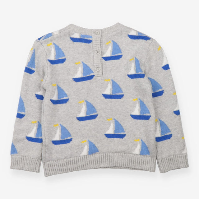Sweater grey blue sailing boats