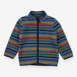 Jacket fleece zipped blue striped