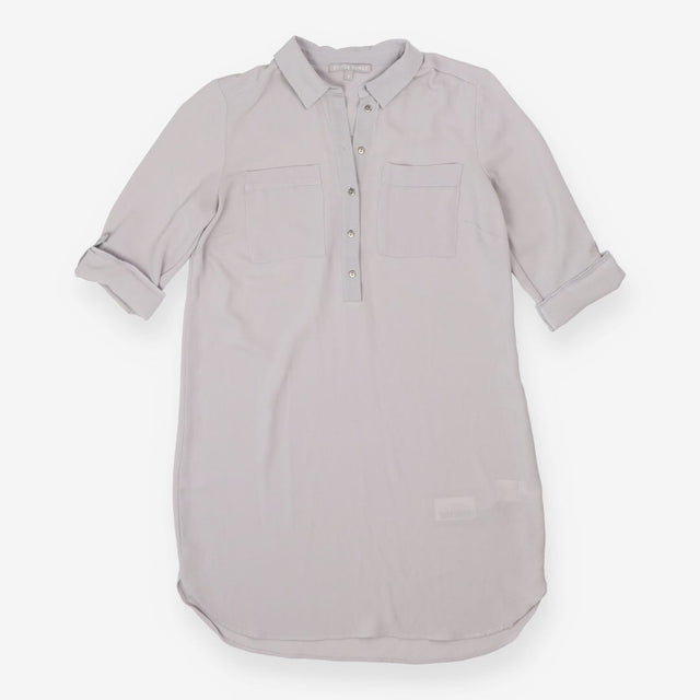 Oliver Bonas Grey Crepe Midi Shirt Dress Stretch