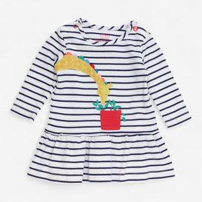 Blue Striped Skater Dress with Hungry Giraffe