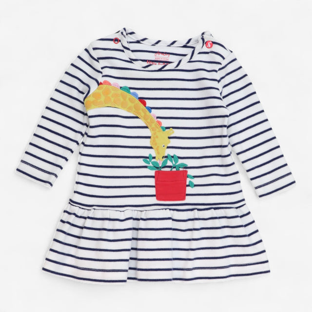 Blue Striped Skater Dress with Hungry Giraffe