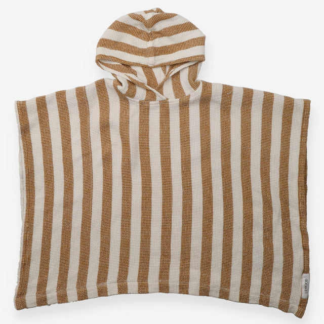 Poncho waffle gold cream stripe