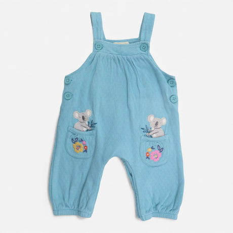 Teal dungarees with koala pockets