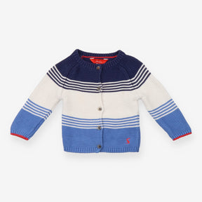 Cardigan Knit Blue and White Striped
