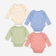Pointelle Bodysuit Pink, Blue, Green and Cream 4-P