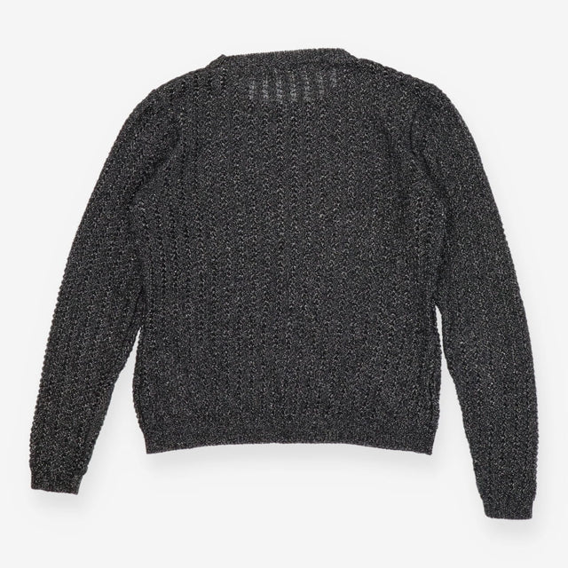 Knit Sweater Charcoal Grey and Silver open weave
