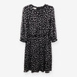 Black White Polka Dot Chiffon Midi Dress Long Slee