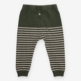 Green and white stripe knit leggings