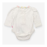 Bodysuit white yellow and pink collard