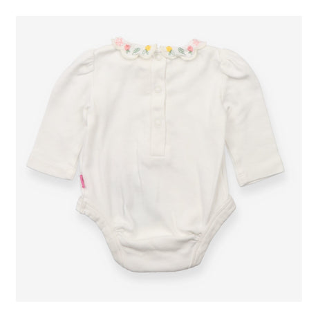 Bodysuit white yellow and pink collard