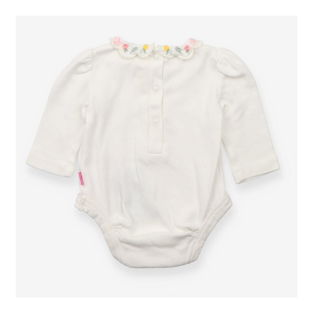 Bodysuit white yellow and pink collard