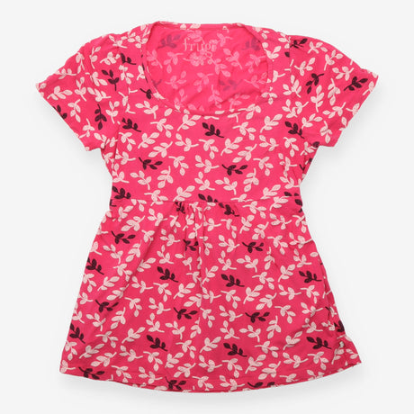 Pink Leaf Print Maternity Tunic with Waist Ties