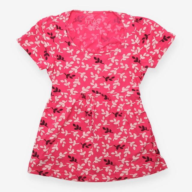 Pink Leaf Print Maternity Tunic with Waist Ties
