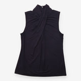 Navy Sleeveless Draped Cowl Neck Top