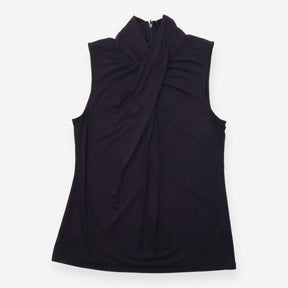Navy Sleeveless Draped Cowl Neck Top