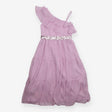 Dress purple sequins waistband one shoulder