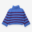Blue Burgundy Striped Alpaca Wool Roll-Neck Jumper