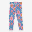 Blue leggings with pink sunflowers