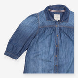FatFace Blue Denim Puff 3/4 Sleeve Yoke Shirt Midi