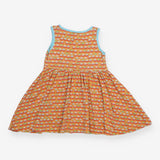 Dress Sleeveless orange ships blue edging