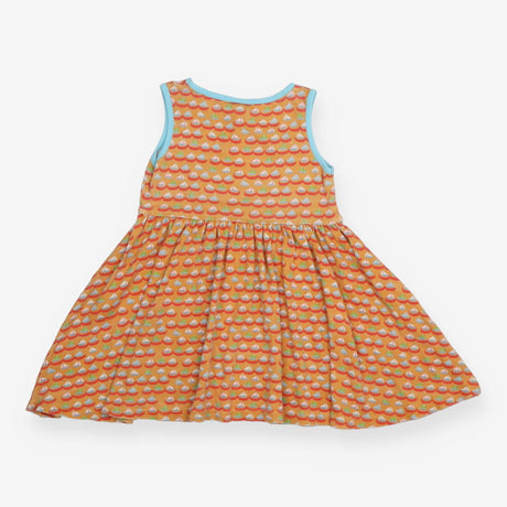 Dress Sleeveless orange ships blue edging