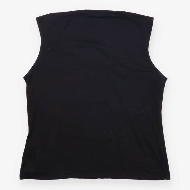 Draped Top Black Sleeveless Cowl Neck