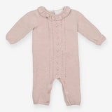 Romper Knit Pale Pink with Frill Neckline